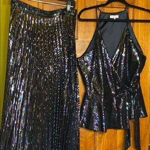 Sequins matching skirt and top